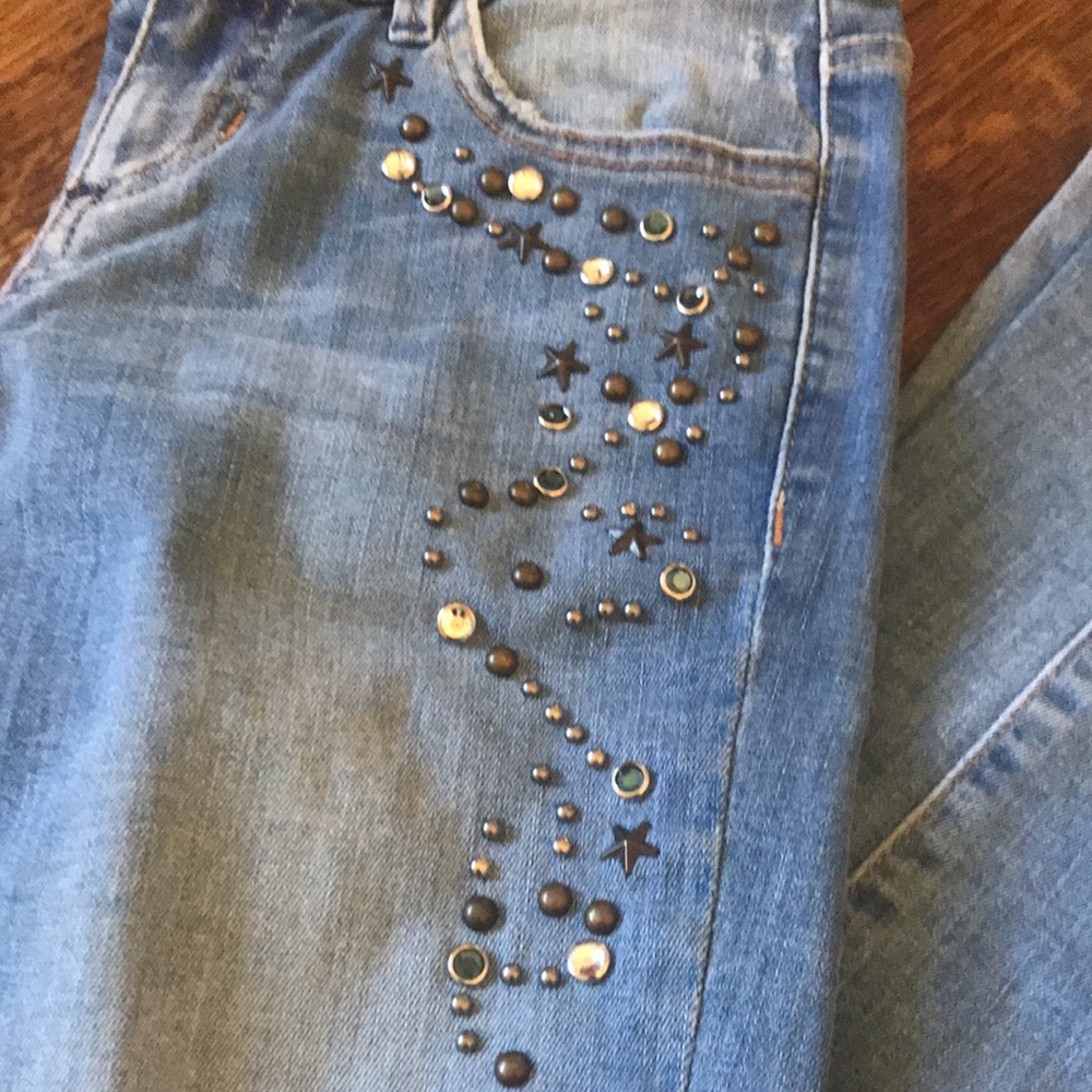 NWOT Vintage Y2K Low Rise Unique Kate Skinny Guess Jewelled Jeans - Picture 3 of 7